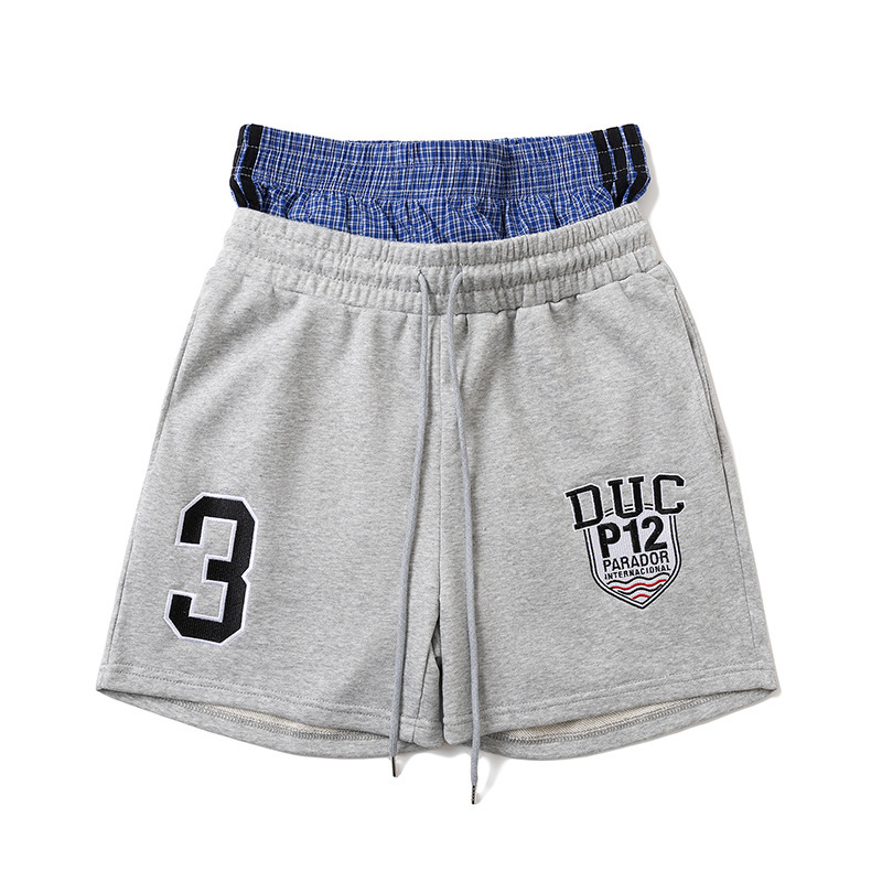 Zongchi Clothing American Retro Style Double Waistband Letter Embroidery Sports Casual Loose Unisex Summer Shorts