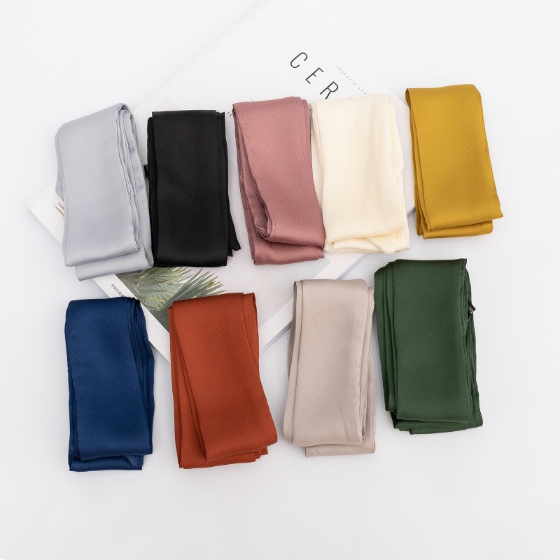 Simulated silk solid color long hairband and scarf for women Korean version 2 meters braided hair streamer headband high-end hair accessories