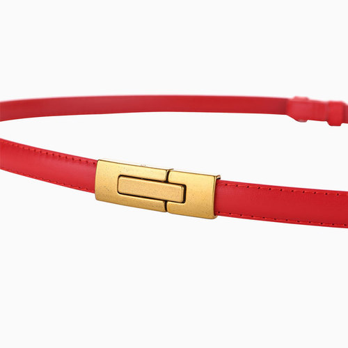 Leather fine women's versatile head layer cowhide buckle belt for women to decorate dresses small women's belt wholesale