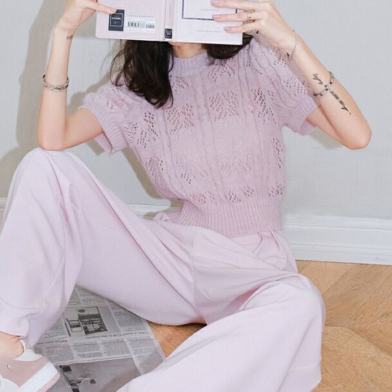 Title 10, Womens Summer Wear Single Pink Knitwear Short ...