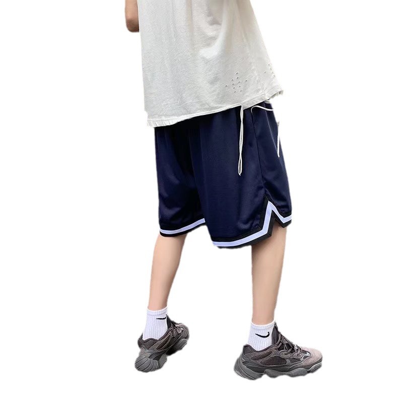 Pantalones cortos casuales de verano para hombres, marca de moda ins, color sólido, contraste simple, moda, tubo recto suelto, pantalones deportivos de cinco puntos