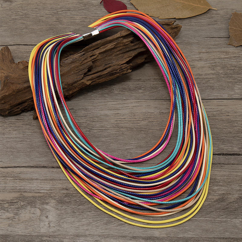88g Weight Layered Necklaces Classification Travel Occasion Pu Leather, Alloy Material Geometric Pattern Women'S Gender Ethnic Style Style Ethnic Style Geometric Pu Leather Alloy Women's Layered Necklaces 无