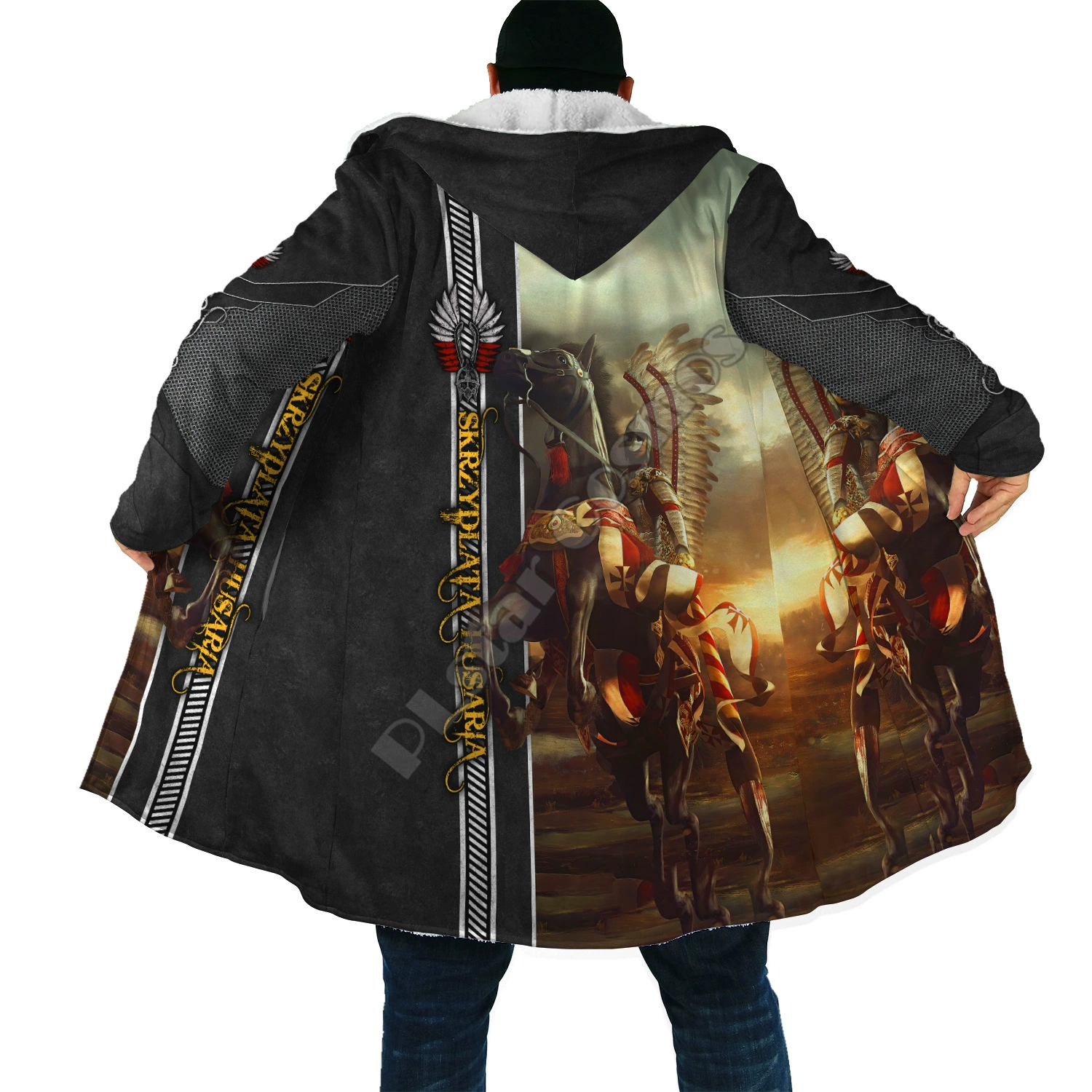 Демисезонная длинная флисовая татуировка, утепленный худи, средней длины, 3D