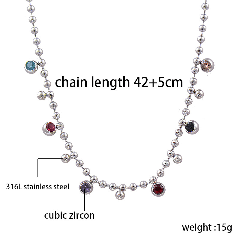 Retro Round Titanium Steel Inlaid Zircon Necklace 1 Piece display picture 5