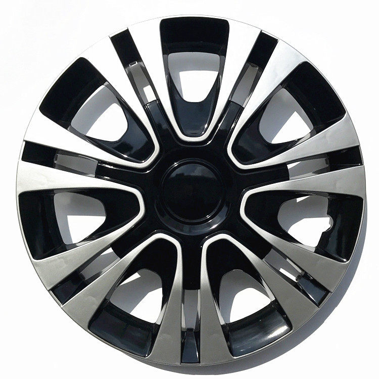 12/13/14/15/16/17 inch | Universal Hub cover - 13-inch-ky-style-silver-black-1pc