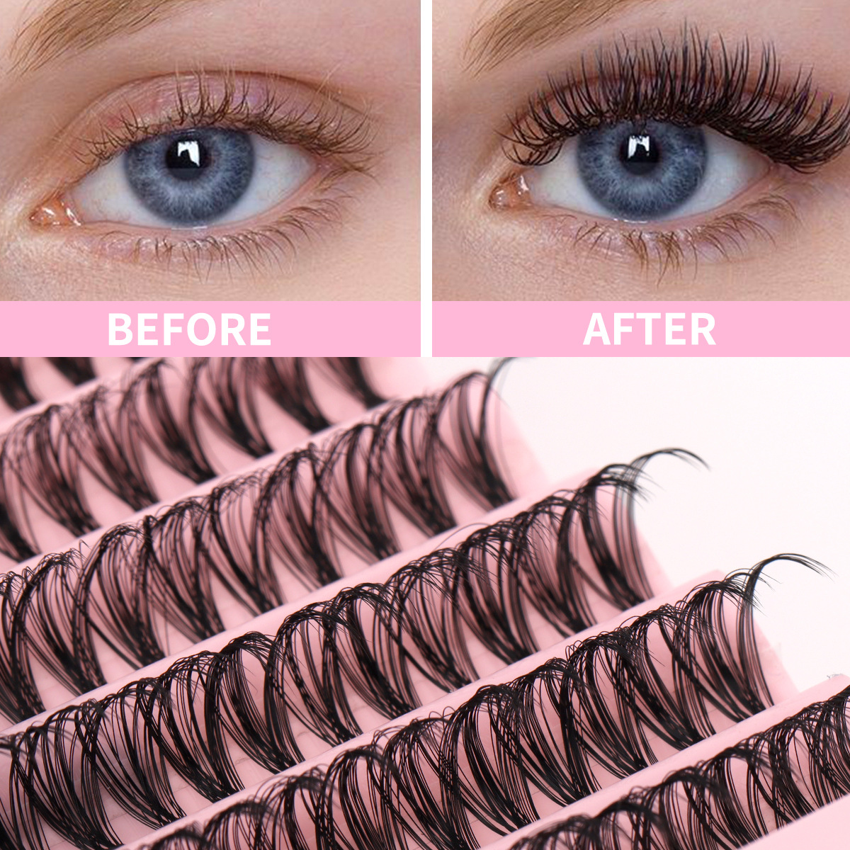 Lot de 200 faux cils épais 30D transfrontaliers européens et américains, 10 cils segmentés DIY à boucles naturelles de 16 mm_voghion.com