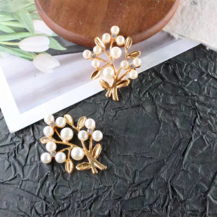 DIY Jewelry Accessories Alloy Inlaid Pearl Diamond Apple Tree Bride Ancient Style Decorative Fan Alloy Accessories Material