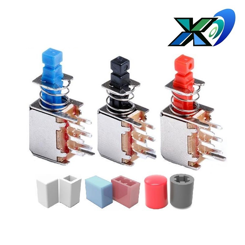 直键开关双排六脚 侧按小型自锁开关6脚 按键开关卧插 常开 常闭
