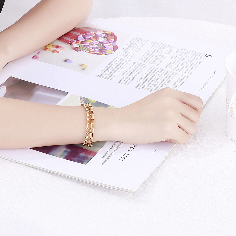 Geometric Pattern PVD Coated 18K Gold Plated Geometric Titanium Steel Simple Style Waterproof Non Tarnish 304 Stainless Steel Bracelets
