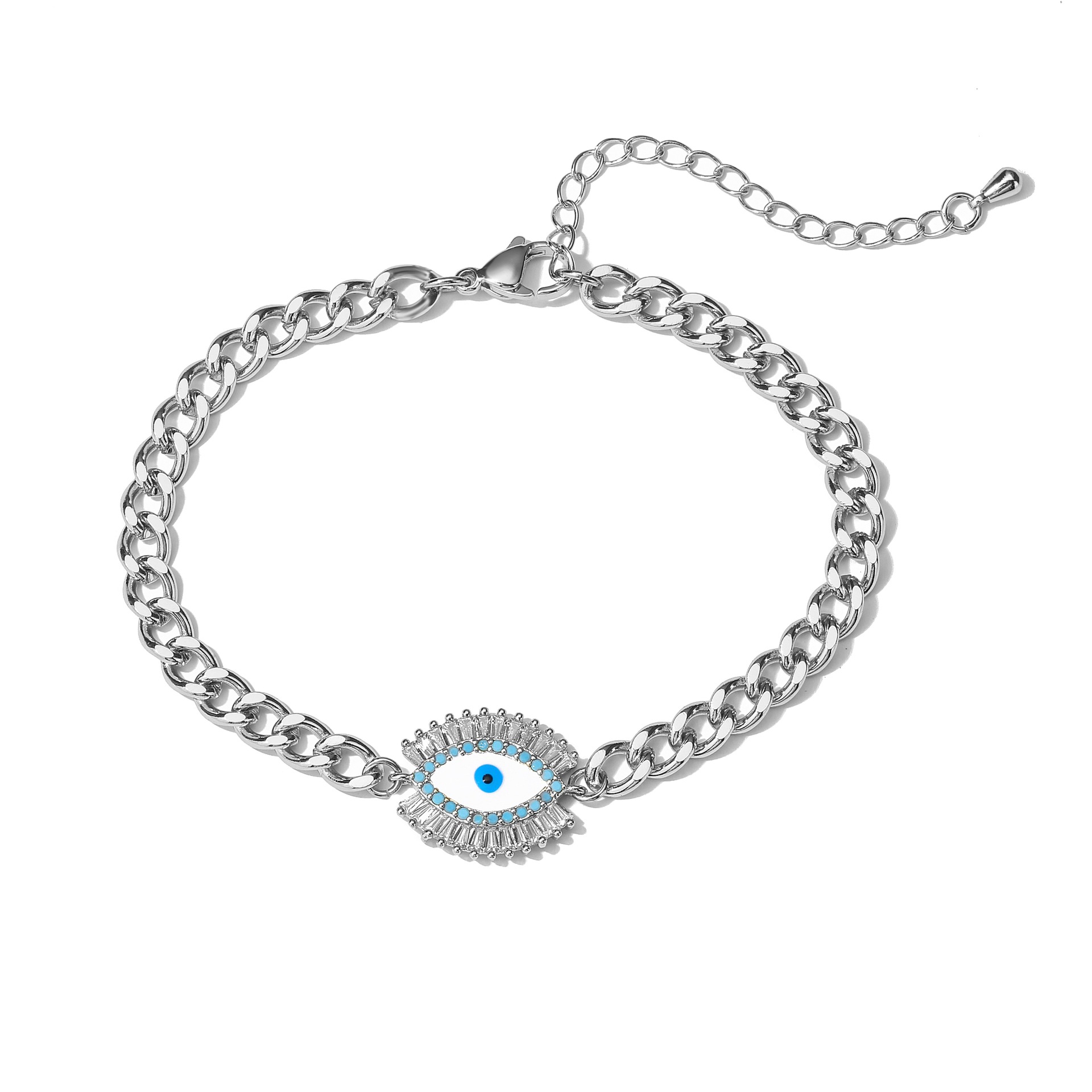 Fashion Devilu0027S Eye Stainless Steel Plating Zircon Bracelets Necklace