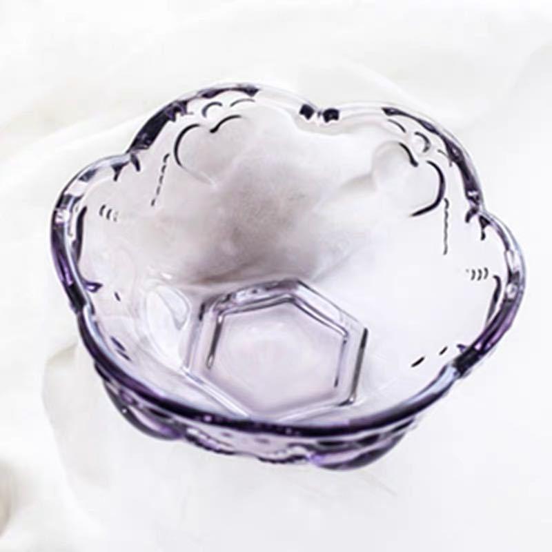 Suministro directo de fábrica creativo estilo japonés borde dorado tazón de vidrio golondrinas tazón de plata tazón de oído tazón de ensalada de helado tazón de postre de corazón de melocotón