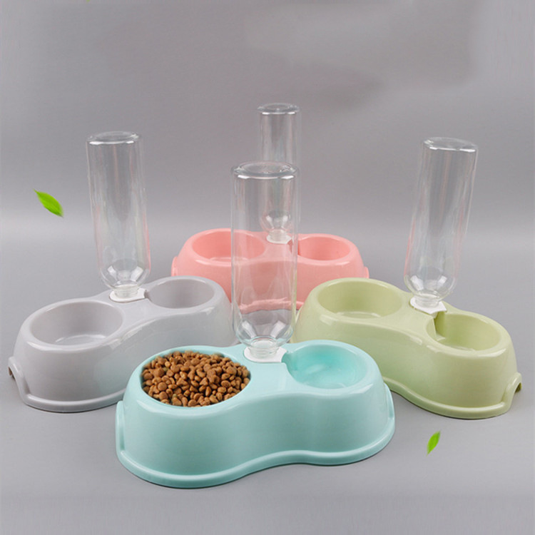 宠物塑料碗狗狗食具带水壶套装经济型自动饮水双碗食盆狗碗猫碗