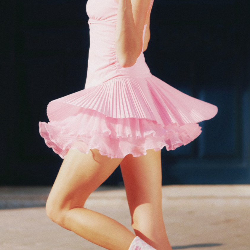 Cross-Border Beautiful New Style Tennis Skirt with Lining for Women, Outdoor Running, Fitness, Badminton Mesh Skirt, Sports Skirt