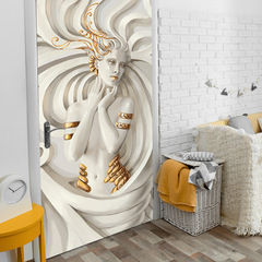 尚易SP-F247木門翻新PVC牆貼自粘3D歐式浮雕美女臥室裝飾批發門貼