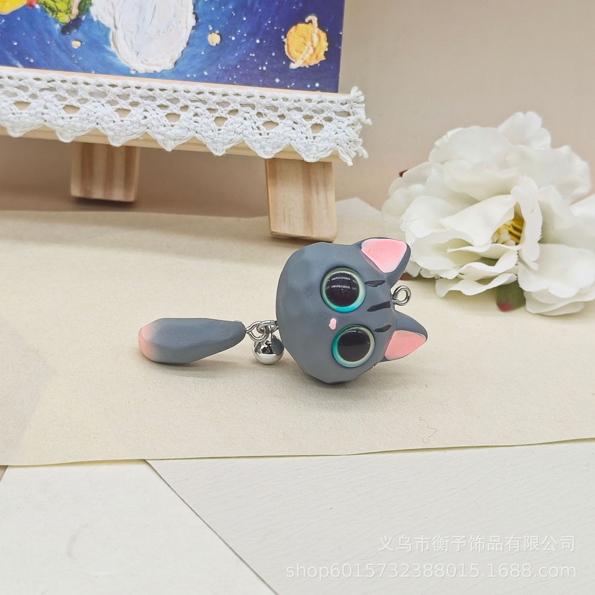 회색 고양이 싱글 인형