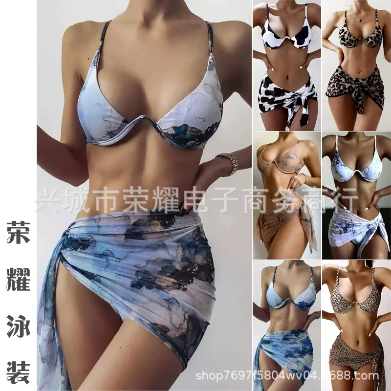 2022新款外贸亚马逊欧美性感大理石扎染印花女士沙滩裙