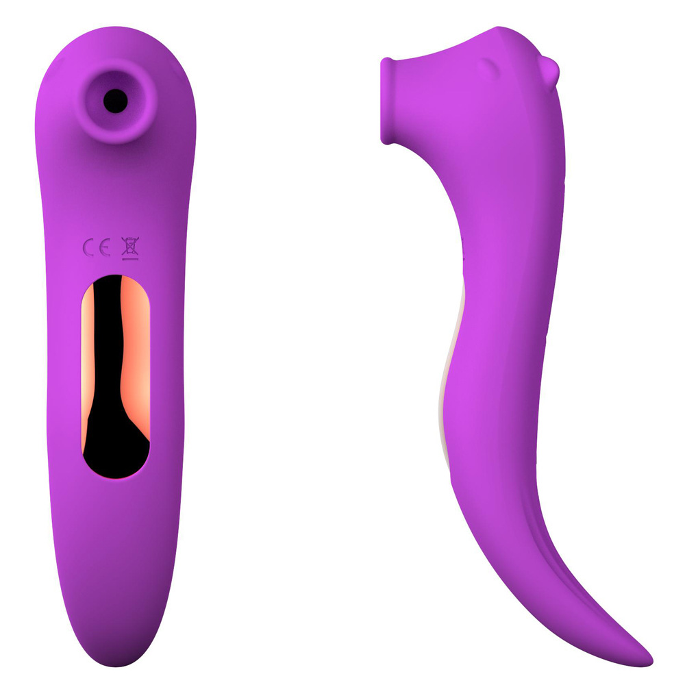 Cross-border wave sucking small dolphin tail vibrating rod charging sucking massager adult sex toys