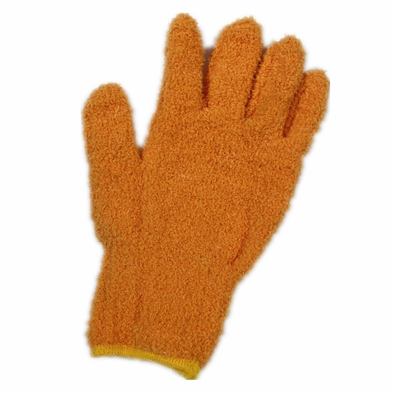 Guantes de polvo de fibra ultra fina guantes de coral guantes de lavado de coche limpieza color sólido de cinco dedos del hogar absorbente guantes de pelo seco