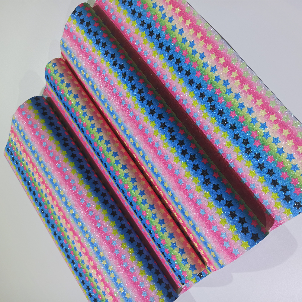 新款七彩彩虹渐变闪粉布料 箱包鞋材DIY舞台装饰格利特皮革面料