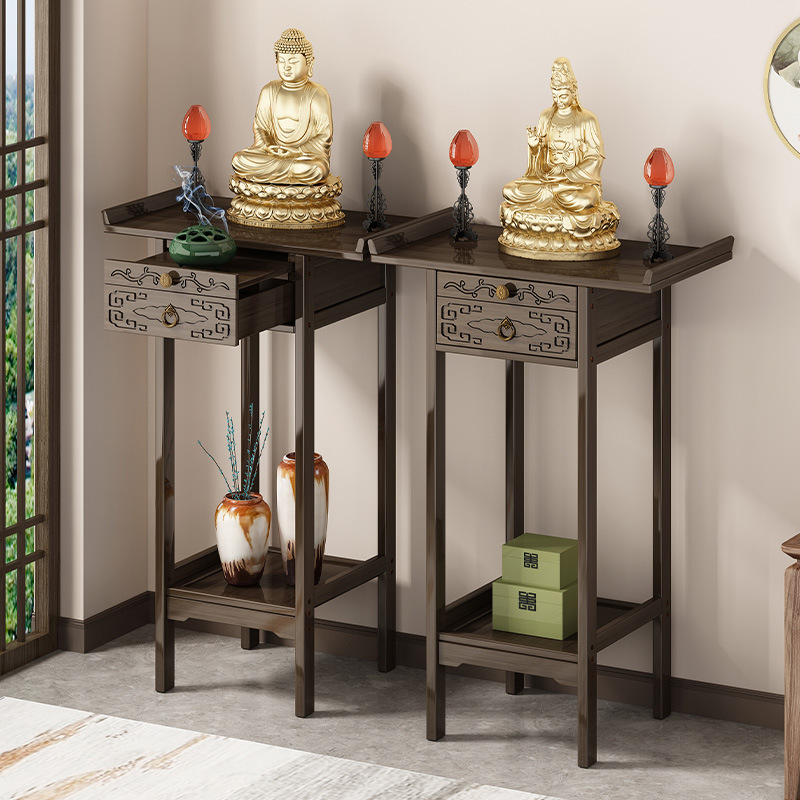 New Chinese-Style Altar Table for Home Use, Modern Minimalist Buddhist Shrine Offering Table, Strip Case, Bodhisattva Cabinet for Worship