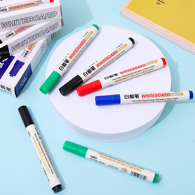 Bolígrafo de pizarra borrable, marcador a base de agua flotante de color, material de oficina de enseñanza para estudiantes, bolígrafo de cabeza grande, logotipo fijo