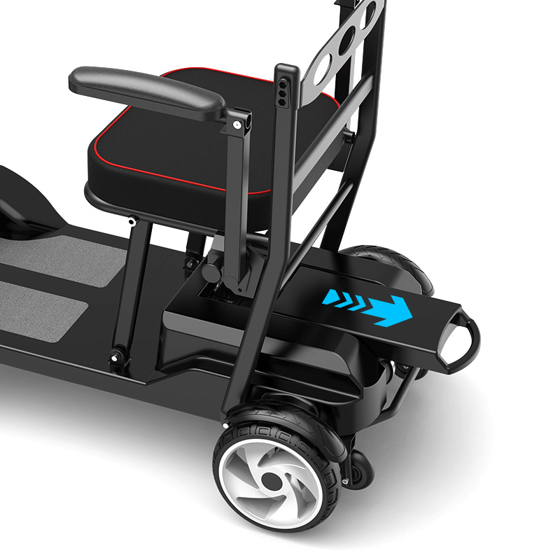 Light-Step Scooter for the Elderly, Four-Wheel Electric Folding, Lightweight Travel, Portable Battery Car for the Elderly