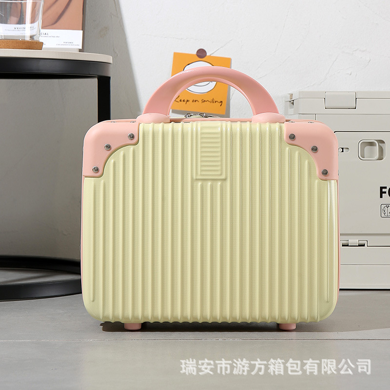 Portátil de equipaje de las mujeres pequeño ligero de 16 pulgadas mini lindo de 14 pulgadas caja de maquillaje contraseña bolsa de almacenamiento de viaje