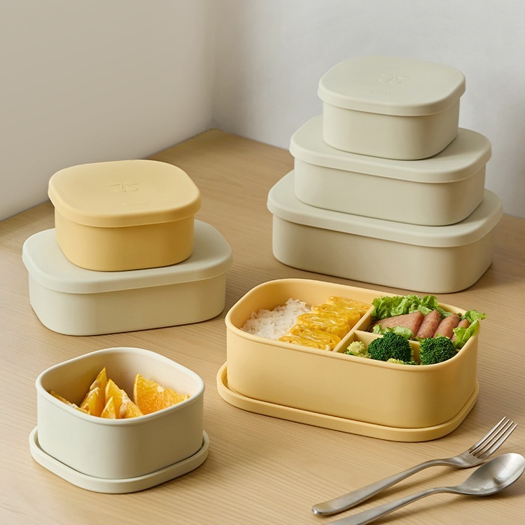 保鲜盒食品级硅胶饭盒微波炉加热餐盒上班族分格便当饭盒|undefined