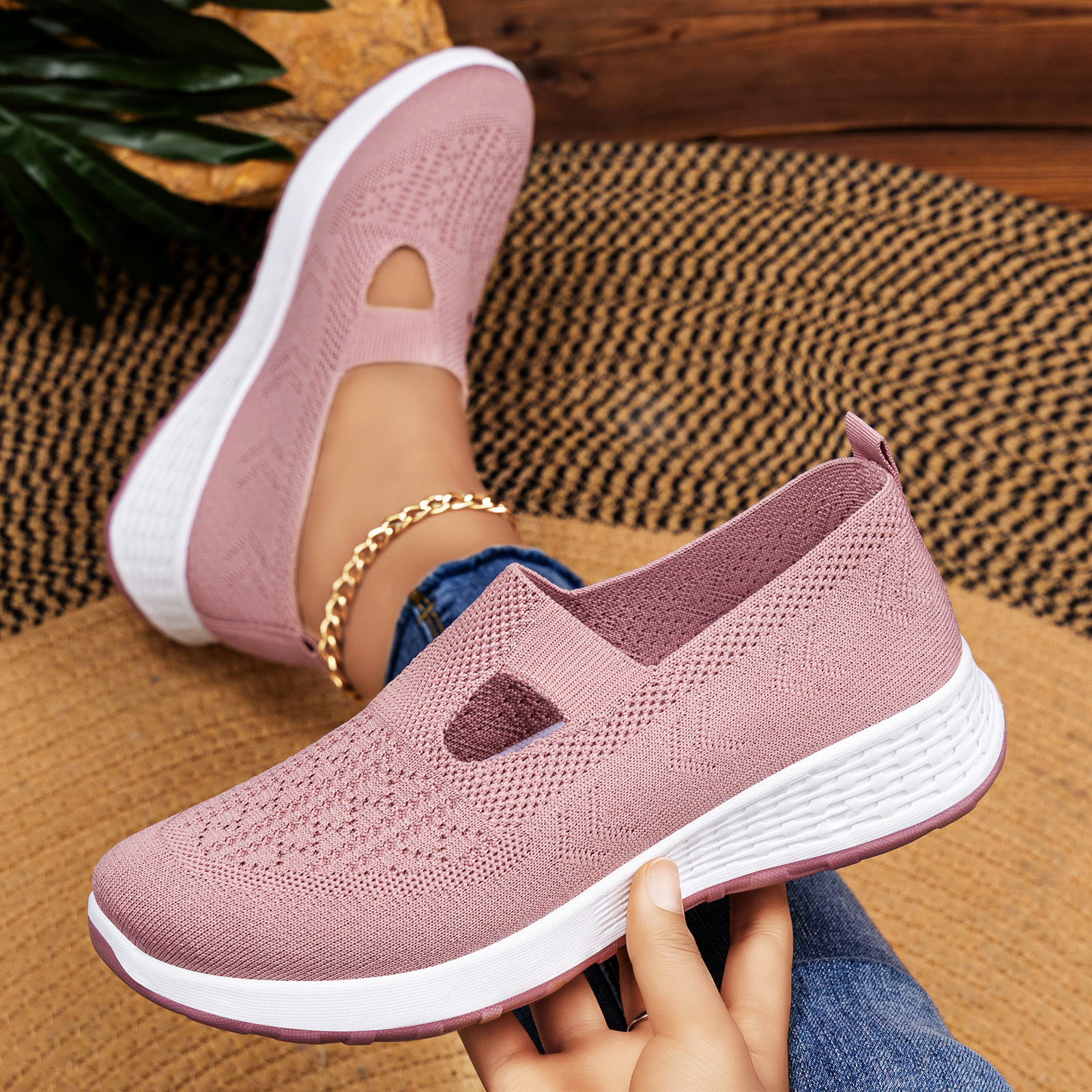 Zapatos de mujer transfronterizos TEMU zapatos casuales primavera ligero y cómodo zapatos de mujer transpirables zapatos de tela simple zapatos de malla superficial