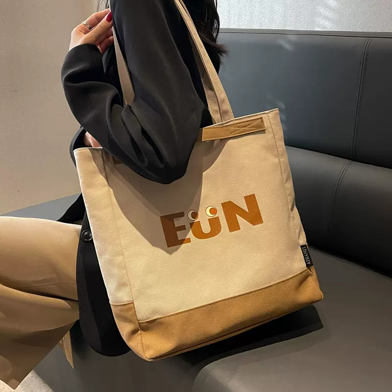 帆布包定 制便捷手提包单肩托特包大容量时尚购物袋大学生女背包