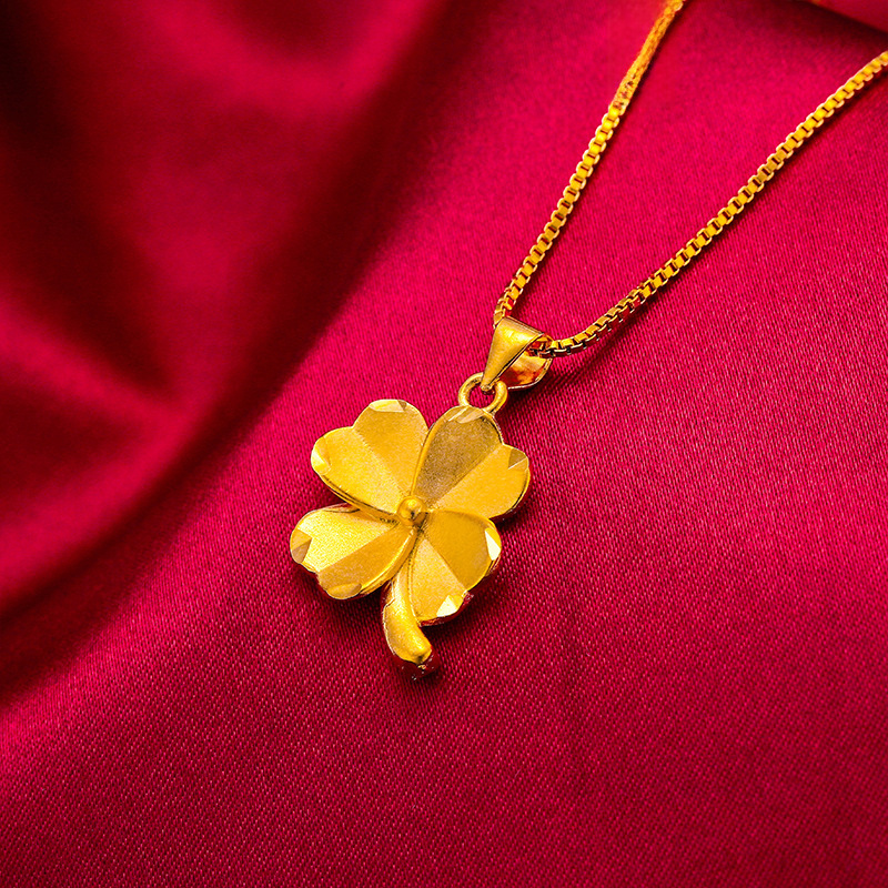 Unisex Jewelry Fashion Shake Tone Same Vietnam Sand Gold Brass Plated Gold Flower Pendant o-shaped Necklace_voghion.com