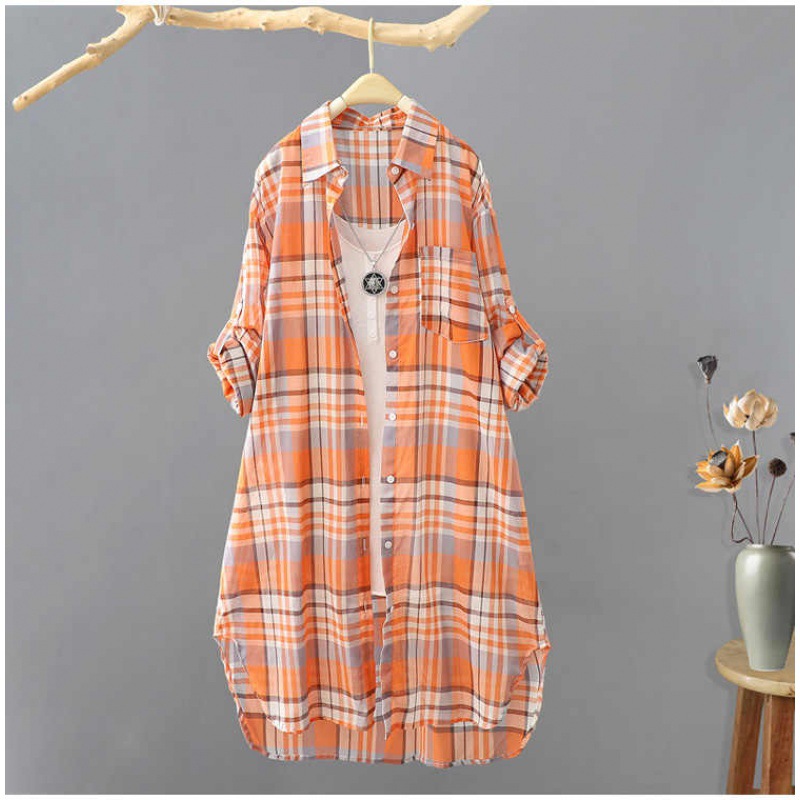 Summer New Japanese Sunscreen Shirt Women's Mid-length Loose Outdoor Spring and Autumn Coat Cardigan Thin Outer Shirt