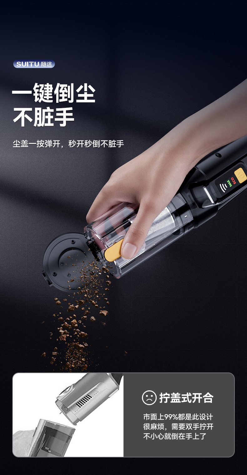 Car-Mounted Small High-Suction Vacuum Cleaner, Portable Dual-Purpose Handheld Car Vacuum Cleaner, Blowing and Suction Integrated