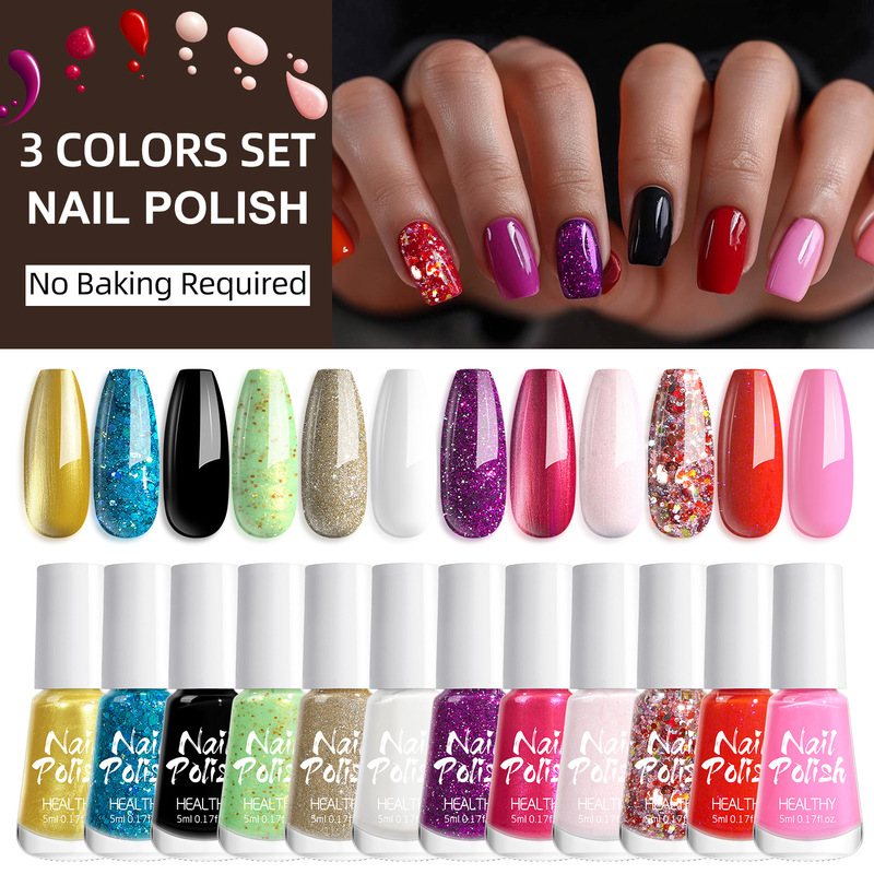 3 bottled ice through nail polish baking-free water-based non-tearable nude color white sequins nail suit nail polish wholesale