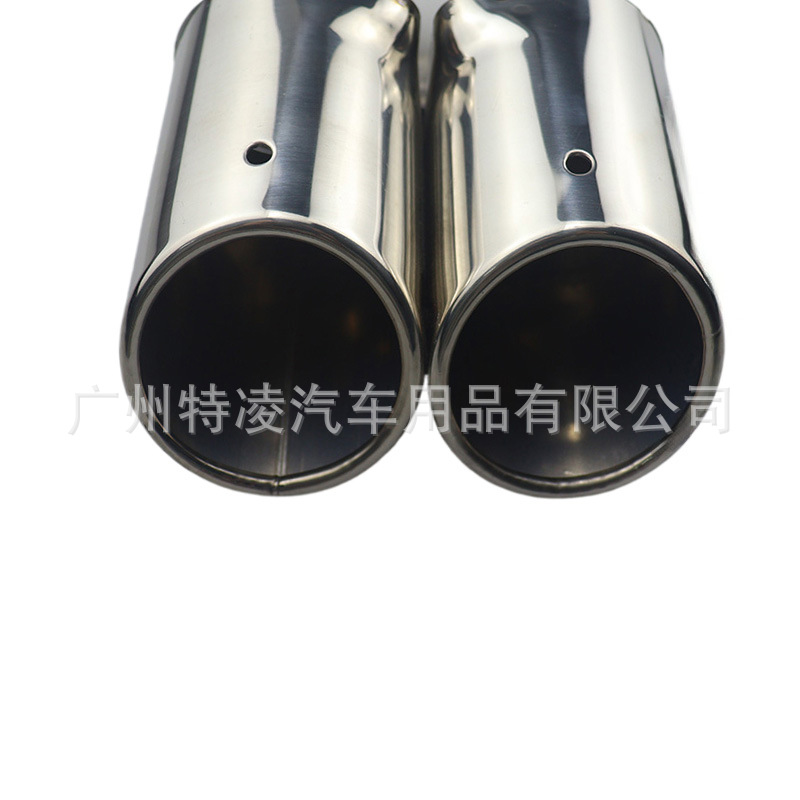 63mm Universal Automotive Dual Outlet Angled Exhaust Pipe Stainless Steel Exhaust Pipe Car Exterior Dual Outlet Decorative Exhaust Pipe
