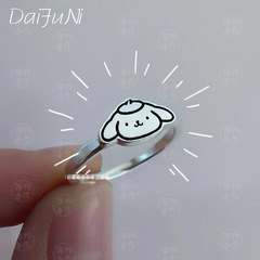 少女心玉桂狗戒指ins女學生甜美閨蜜對戒節日禮物可愛布丁狗指環