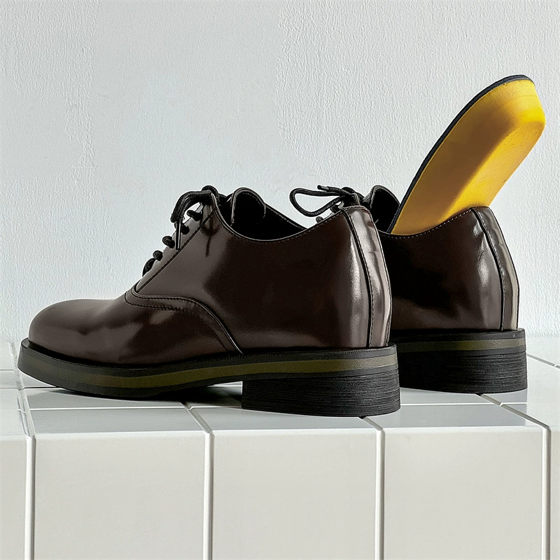 FDCP бренд кожаные туфли для мужчин высокого уровня 7cm увеличение ретро-бизнес-прилет обувь дерби G004 коричневый-J