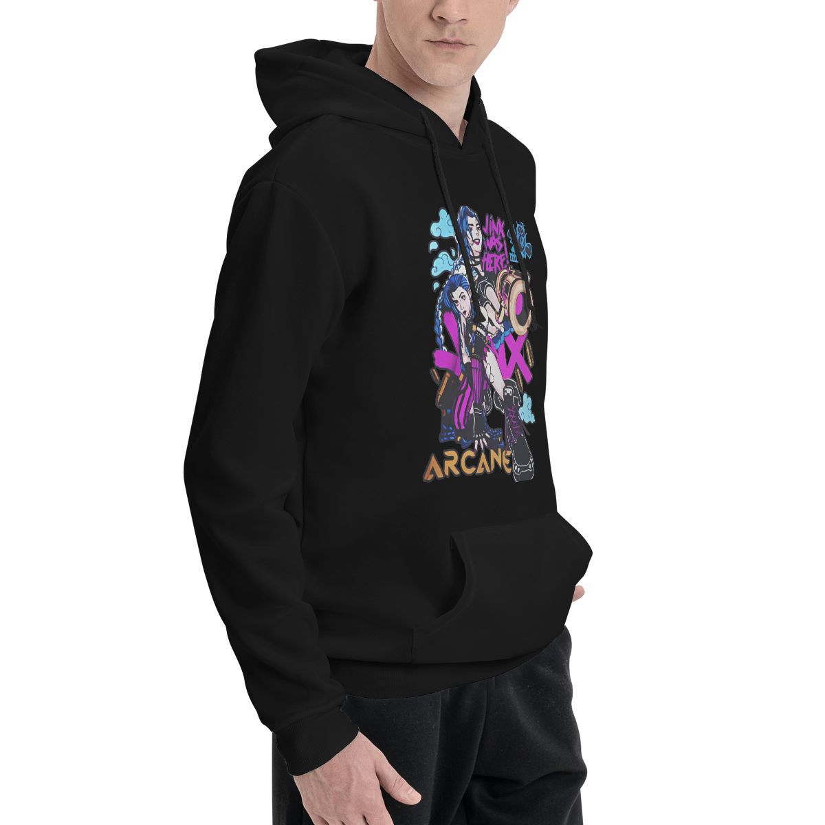 Jinx Loose Hoodies Male Arcane Set Fashion Pullover Hoodie