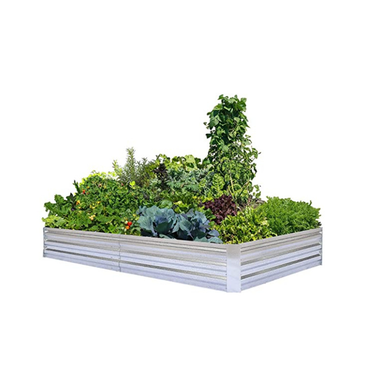 花园植物金属种植床  长方形户外园艺镀锌板花圃 植物种植箱