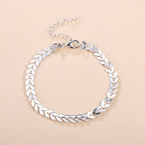 European and American cross-border chain jewelry, fishbone chain bracelet, fashionable airplane chain bracelet, two-in-one ankle chain for women