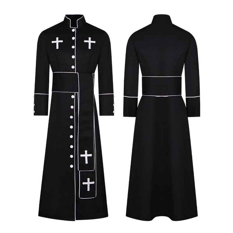 Church Personnel Priest Cosplay Costume Medieval Solid Color Priest Robe Cosplay Two-Dimensional Stage Performance Church Personnel Priest Cosplay Costume Medieval Solid Color Priest Robe Cosplay Two-Dimensional Stage Performance