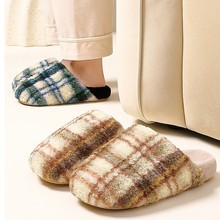 2025新款复古格子棉拖鞋女秋冬季室内家居家用厚底静音毛绒保暖鞋