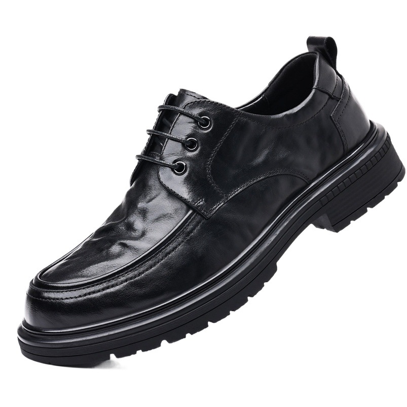 Piel de vaca de primera capa otoño nuevos zapatos de cuero casuales de negocios para hombres zapatos de suela gruesa de cuero de alta gama para hombres zapatos para hombres