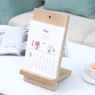 Modern Simple Wooden Calendar Stand Photo Studio Company Photo Stand Creative Solid Wood Desk Calendar Base Can Print Logo