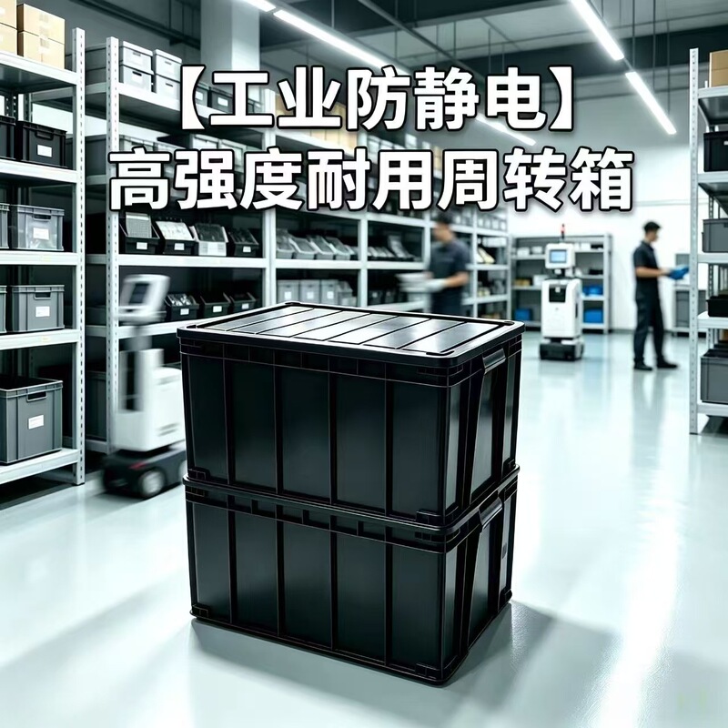Turnover Box, Anti-Static Black Water Tank Box with Lid, Dust-Free Workshop Turnover Box, Electronic Chip Storage Box, Multiple Specifications