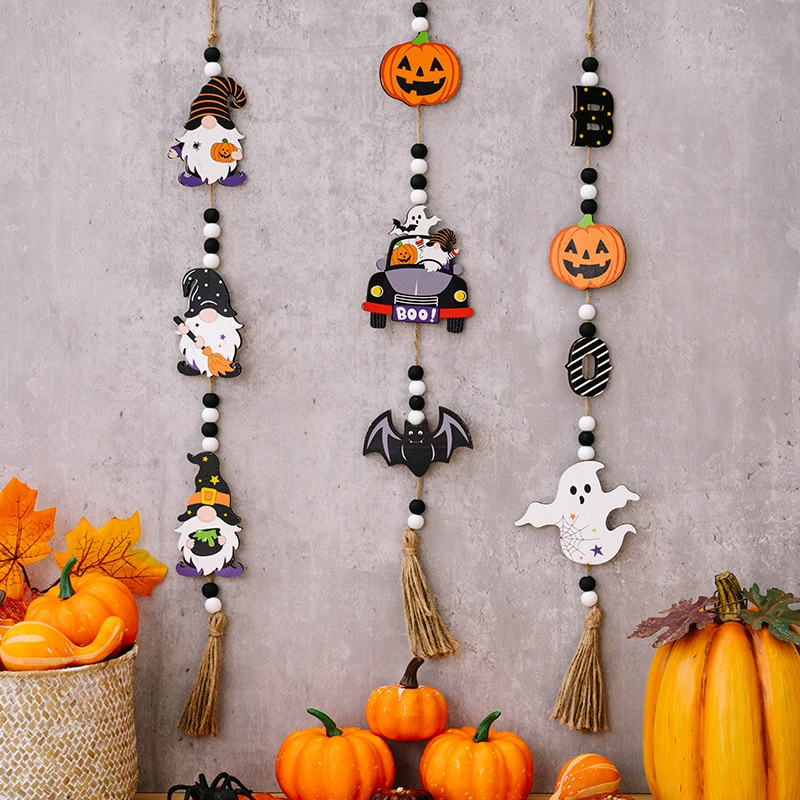 Halloween подвесная гирлянда с бусинами (Zicheng) — призрачные, тыква, летучая мышь с кисточкой, праздничное оформление дома