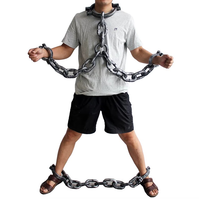 Halloween Performance Props Plastic Movie Prisoners Iron Chain Shackles Hand Chain Handcuffs Bracelet