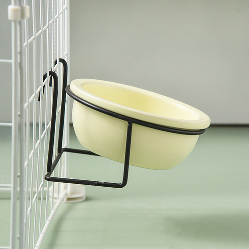 Pet bowl hanging cat bowl ceramic cat food bowl fixed dog drinking bowl overturned bowl rack cat cage hanging bowl