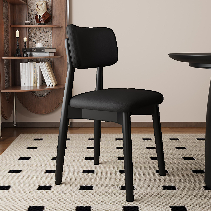 Silla de comedor de madera maciza, cuero de microfibra, restaurante doméstico, silla trasera de tela de algodón y lino, mesa y silla de comedor de hotel, taburete, silla duradera