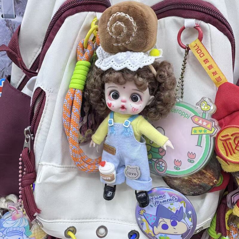 新款搪胶娃娃可爱造型萝莉女孩生日手机挂件编织毛绒玩偶摆件装饰|undefined